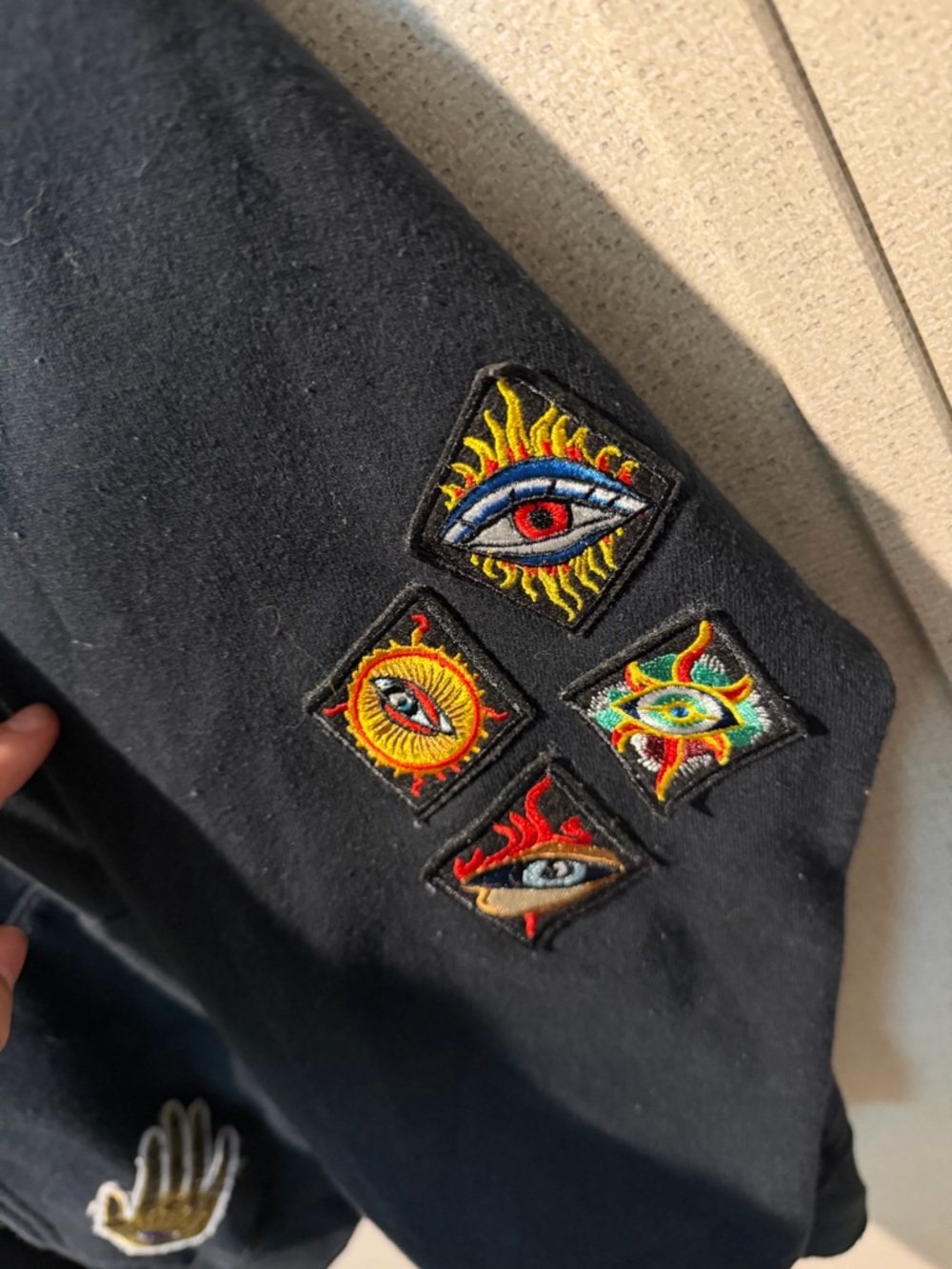 Black Hoodie with Patch Details - Picture 2 of 5